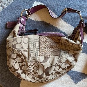 Coach signature medium hobo purple patent …